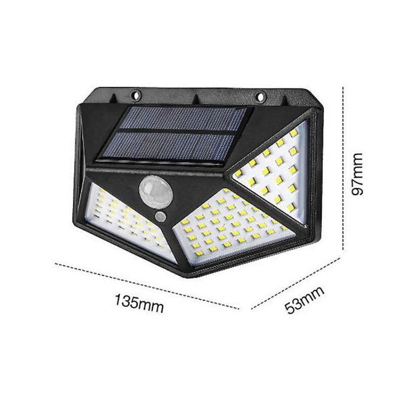 100 LED-es napelemes fali lámpa mozgásérzékelővel 4 LED panellel