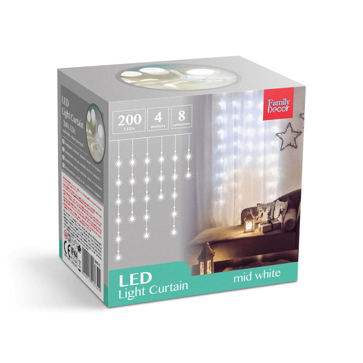 200 LED-es fényfüzér 4,2 m 8 programmal