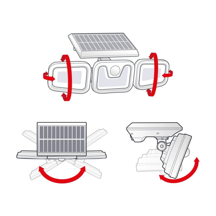 Mozgásérzékelős szolár reflektor karos, forgatható (3 LED) - Phenom