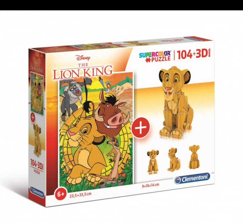 2 az 1-ben Disney Oroszlán királyos Puzzle és 3D model (104 darabos)