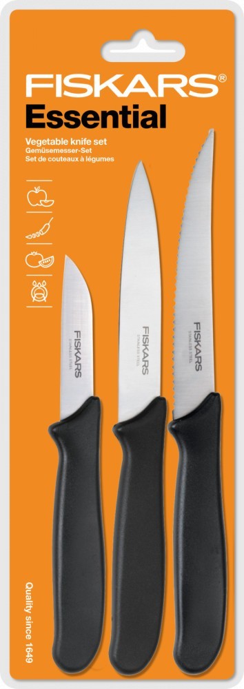 FISKARS Essential 3 darabos zöldségkés készlet