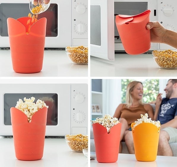 Összecsukható szilikon popcorn készítő tál, 2 db (InnovaGoods)