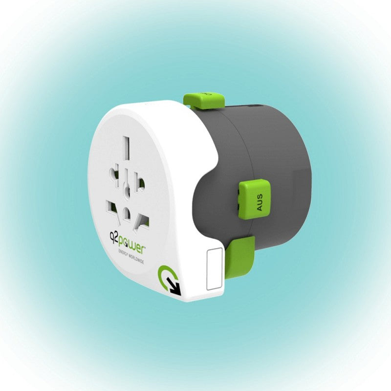 Utazóadapter, átalakító, univerzális + USB (Q2 Power)