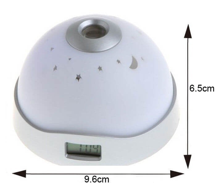 Csillag és hold projektoros óra lámpa gyerekeknek, kivetítős óra asztali óra hangulatlámpa