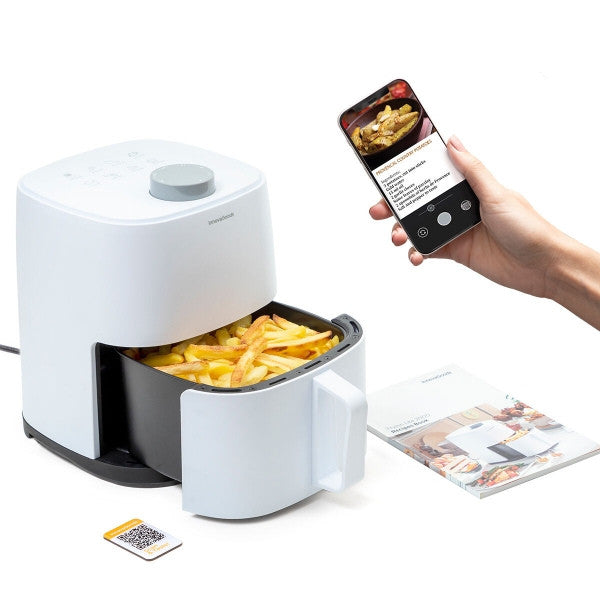 Innovagoods Fryinn Lite 2000 fehér színű air fryer, forró levegős olaj nélküli sütő 2 L