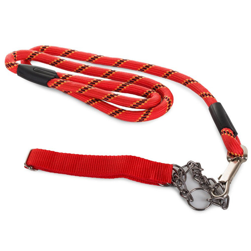 Piros kutyapóráz erős nyakörvvel 120 cm