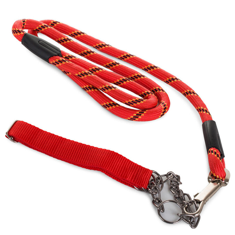 Piros kutyapóráz erős nyakörvvel 120 cm