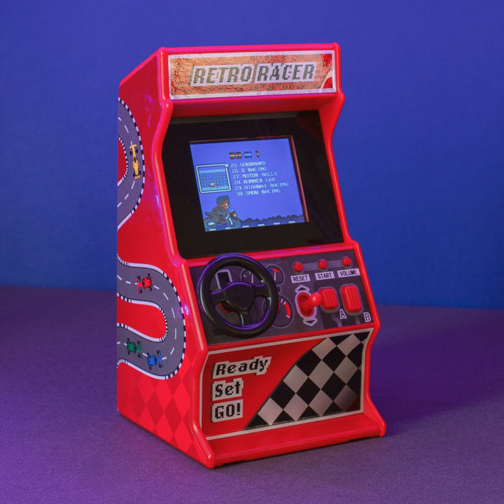 Retro mini versenyzős arcade játékgép (30 játékkal)