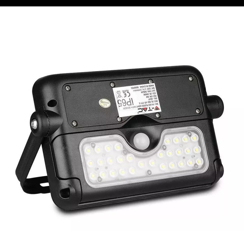 V-TAC LED napelemes reflektor 5W, fekete, 4000K