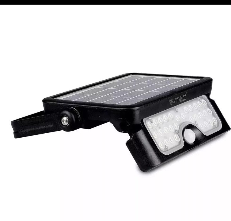 V-TAC LED napelemes reflektor 5W, fekete, 4000K