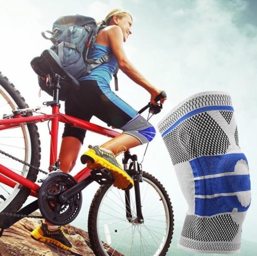 Piros L méretű térdvédő és térdszorító sportoláshoz és rehabilitációhoz