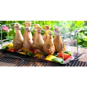   Csirkecomb grilltartó állvány rozsdamentes acélból, BBQ sütéshez és grillezéshez