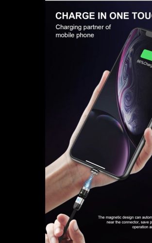 Dupla 360°-os mágneses töltő kábel Android USB-C eszközökhöz