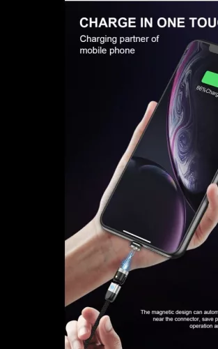 Dupla 360°-os mágneses töltő kábel Android USB-C eszközökhöz
