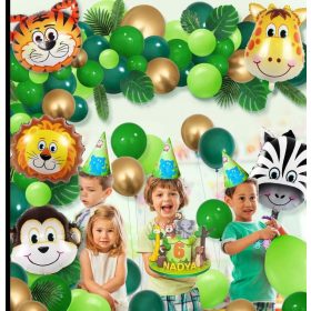  Dzsungel Party Dekorációs Lufi Szett (109 Darabos) - Tökéletes Gyerekzsúrokhoz és Tematikus Rendezvényekhez