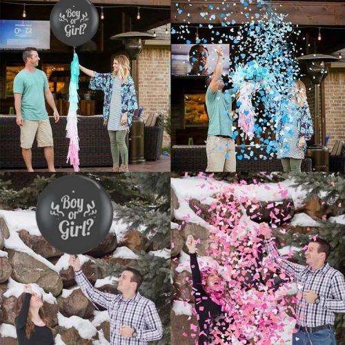 Boy or Girl babaváró party lufi konfettivel, nemek szerinti bejelentő léggömb dekoráció