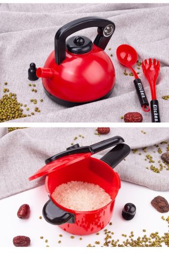 Konyhai játék szett gyerekeknek, piros színben