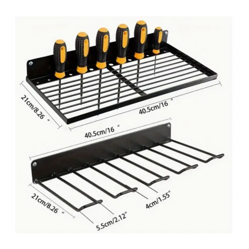 Szerszám rendszerező polc készlet, 2 darabos tároló megoldás műhelyhez és garázshoz