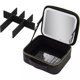   Kozmetikai táska beépített LED-es sminktükörrel - fekete színben, utazáshoz és mindennapi használatra