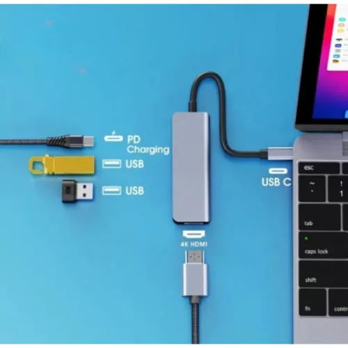 C típusú USB Hub 3.0 – 4 portos, 4K HDMI csatlakozással, többeszközös kompatibilitás