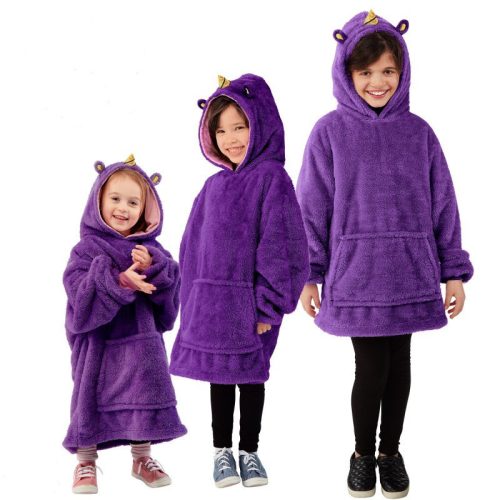 Lila Színű Gyerek Plüss Pulcsi Kényelmes és Meleg Ruha