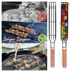   Grillező kosár saslik - kebab hús és zöldség sütéséhez kültéri használatra