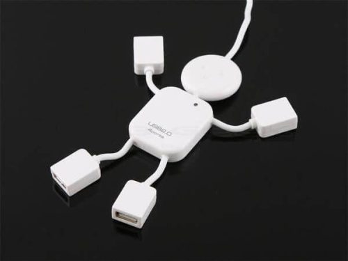 4 portos USB elosztó, emberke formájú, praktikus számítógép-kiegészítő