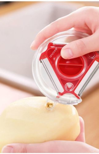 3 az 1-ben multifunkciós hámozó - piros színű konyhai eszköz