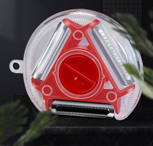 3 az 1-ben multifunkciós hámozó - piros színű konyhai eszköz