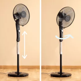   InnovaGoods - Nagy teljesítményű fekete álló ventilátor, 45 W otthoni és irodai használatra