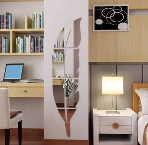 Toll alakú dekoratív tükör matrica falra vagy bútorra