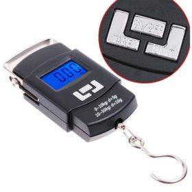   Hordozható akasztós digitális mérleg, maximum 50 kg teherbírással, utazáshoz és háztartási használatra