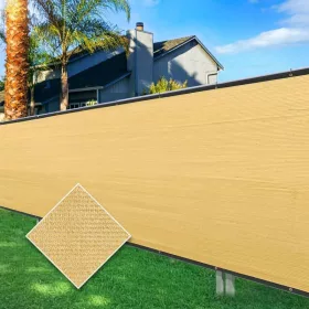   Elite Garden® HDPE belátásgátló és árnyékoló háló kerítésre, rögzítőzsinórral, bézs színű - 1,5 x 10 m