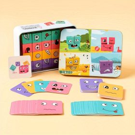   Fa Gyerekek Arc Kirakó Puzzle Építőkocka Készlet Kreatív Játékhoz