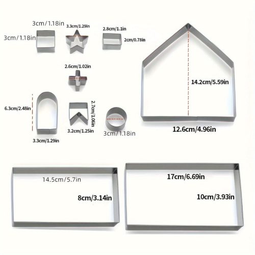 10 darabos Rozsdamentes Acél Karácsonyi Süteményszaggató Készlet - Ünnepi Sütikiszúró Formák Gyűjteménye
