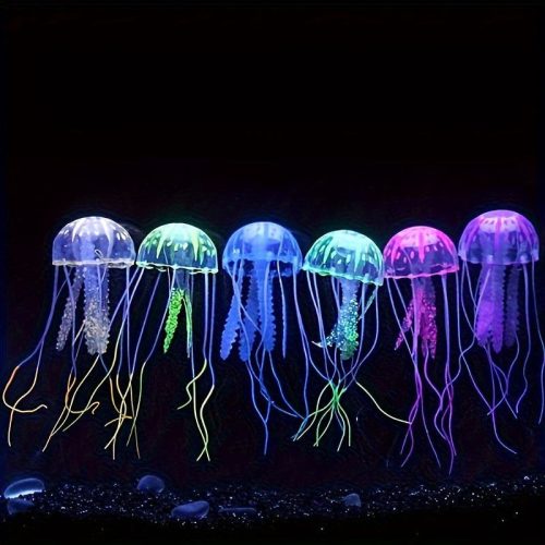 Fluoreszkáló világító szilikon medúza akvárium dekoráció Kék színben