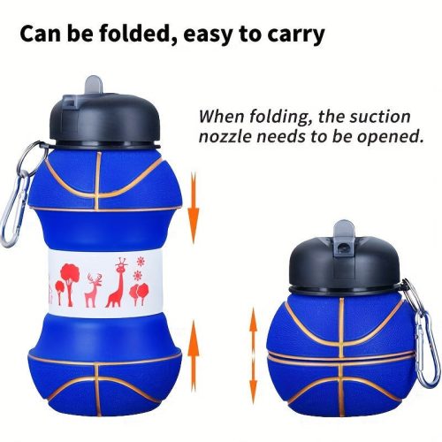 Összecsukható kosárlabda alakú Sports vizes palack sportoláshoz és utazáshoz