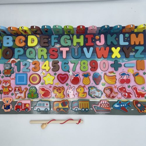 Montessori oktató fa készségfejlesztő játék Kék színben gyerekeknek