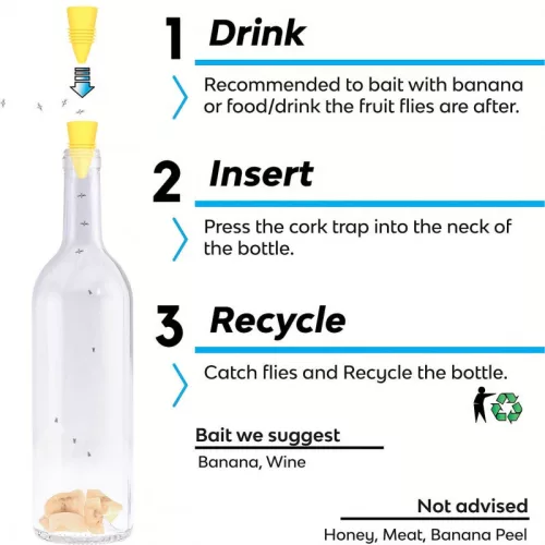 2db Muslica csapda, gyümölcslégy fogó palackdugó, hatékony kártevőirtó rendszer otthoni használatra