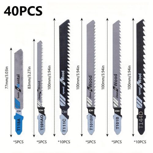 40db Univerzális Szúrófűrészlap Készlet, Dekopírfűrészlapok Fa és Fém Vágásához