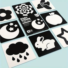   Fekete-fehér Kontraszt Kártyák Újszülötteknek 0-3 Hónapos Korig Vizualizációs Fejlesztéshez