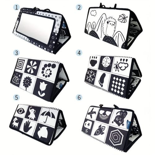 Fekete-Fehér Oktatószőnyeg Babáknak Piros - Kontrasztos Fejlesztő Játszószőnyeg Csecsemőknek