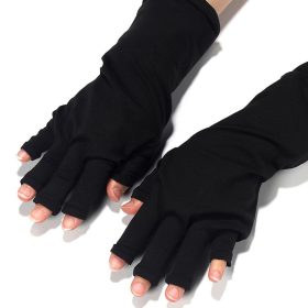   Fekete UV védő kesztyűk gél manikűrhöz és műkörömhöz, ujjatlan kesztyűk szalonoknak és otthoni használatra