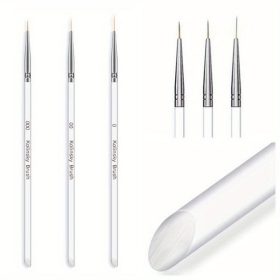   Körömfestő Csíkecset Készlet - 3 db Finom és Vékony Vonalú Precíziós Gél Köröm Ecsetek, Illatmentes Körömdíszítő Eszközök, Átlátszó 3 Darabos Készlet