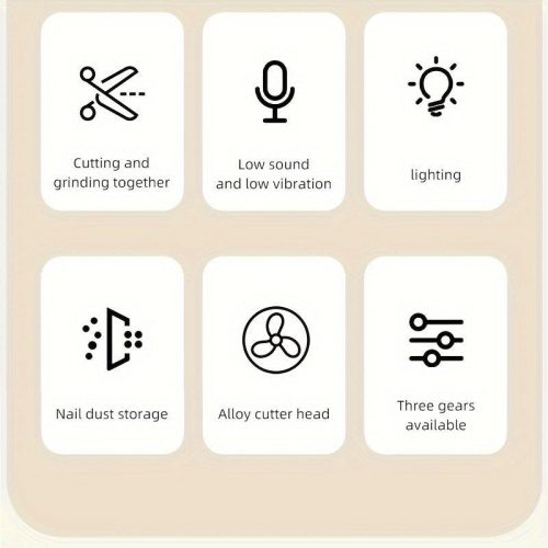 Körömvágó és polírozó LED-es fénnyel, lítium-ion akkumulátorral, otthoni szalonminőségű körömápoláshoz