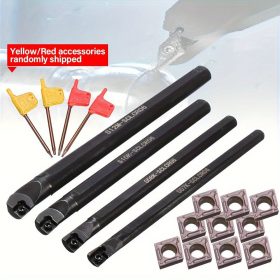   4db 7/8/10/12mm SCLCR 95° esztergáló fúrószár szerszámtartó készlet + 10db CCMT0602 forgácsoló penge + 4db T8 csavarkulcs készlet esztergáláshoz