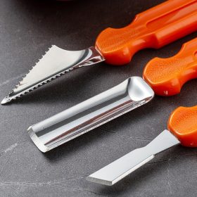  7 részes rozsdamentes acél tökfaragó késkészlet tároló táskával - Ideális Halloweeni tök dekorációhoz és faragáshoz
