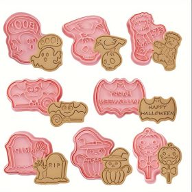   8 db-os Halloween süti kiszúró készlet, tartós műanyag kekszformák sütéshez és dekoráláshoz
