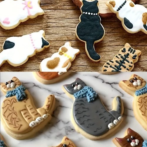 9 darabos cica alakú süti és keksz szaggató készlet, tészta formázó eszközök