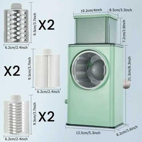 3 az 1-ben kézi forgó reszelő, rozsdamentes acél pengékkel, többfunkciós konyhai eszköz sajt, zöldség és dió reszeléséhez